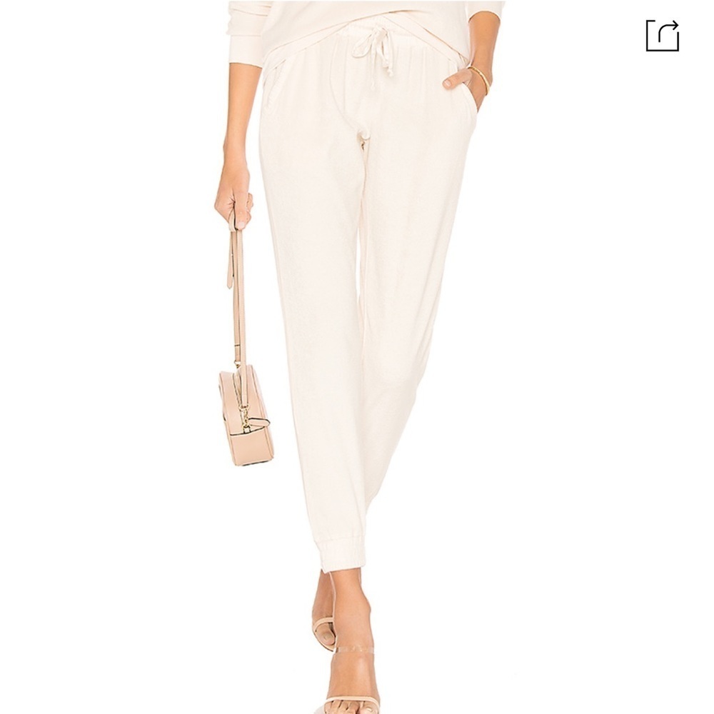✅ YOUNG FABULOUS & BROKE Velvet Ollie sweat Pant In Solid Cream color size L